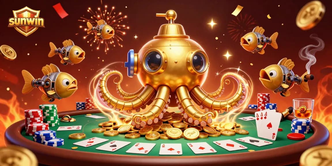 Win big at sunwin with the golden kraken submarine emerging amid casino excitement!