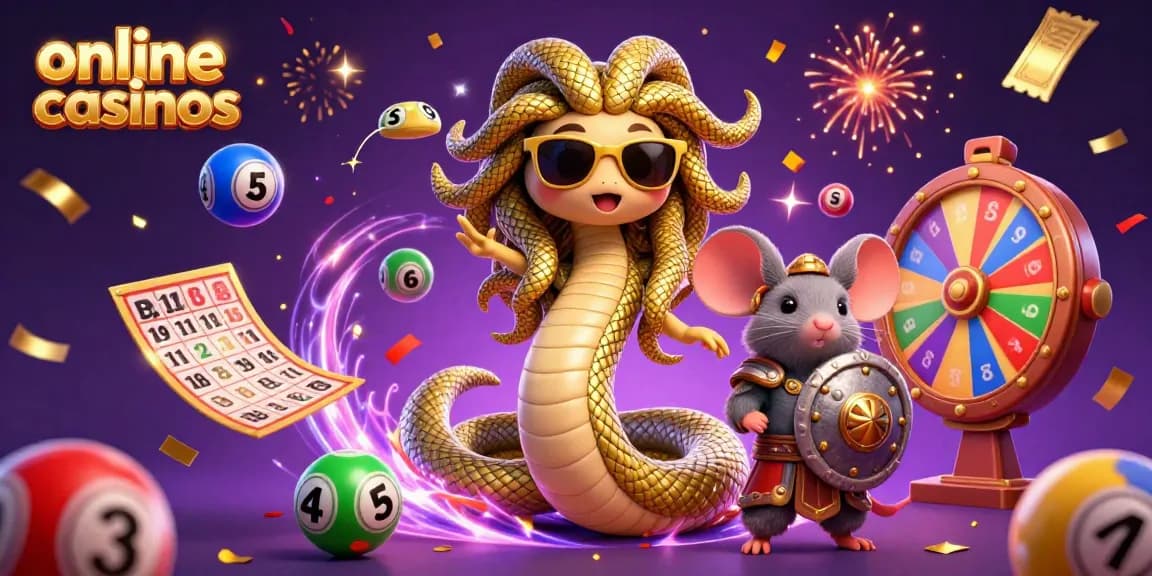 Enjoy thrilling wins at online casinos with Medusa, a warrior mouse, and vibrant lottery elements!