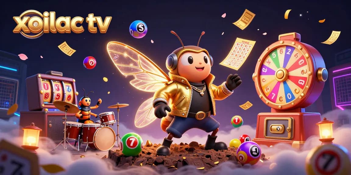 Xoilac TV brings to life a vibrant 3D rock star scene with colorful gambling elements, emphasizing excitement in online betting.