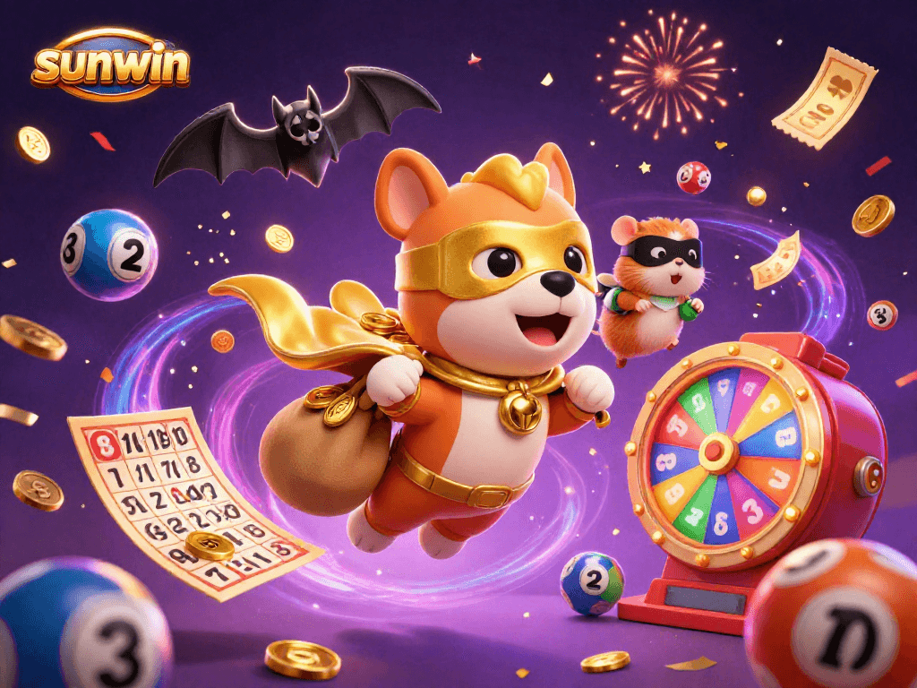 Experience thrilling gameplay with Sunwin featuring a hero dog, hamster sidekick, and dynamic casino elements.