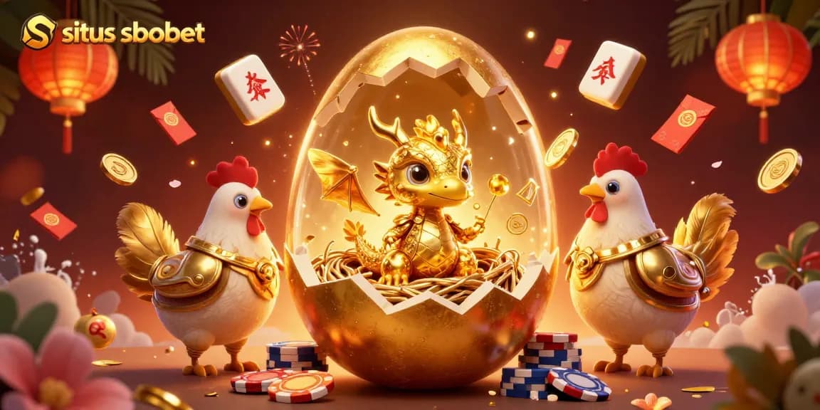 Experience exhilarating gaming with situs sbobet, featuring a magical golden dragon and vibrant casino elements.