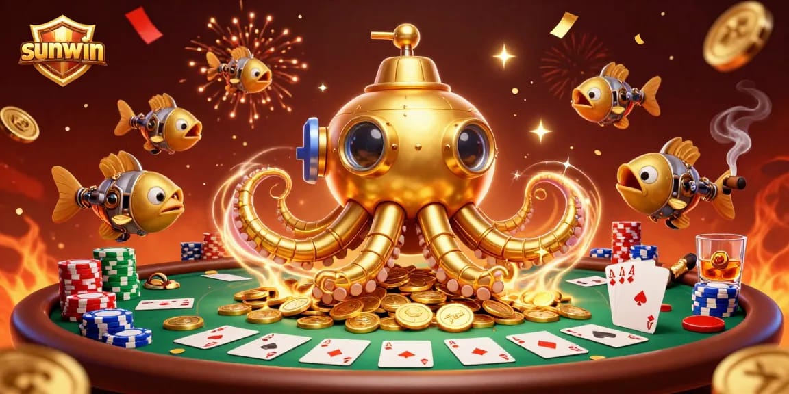 Win big at sunwin with the golden kraken submarine emerging amid casino excitement!