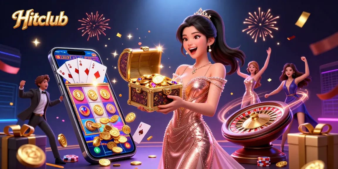 Engage with Hitclub's exciting slot action featuring shimmering treasures and vibrant games
