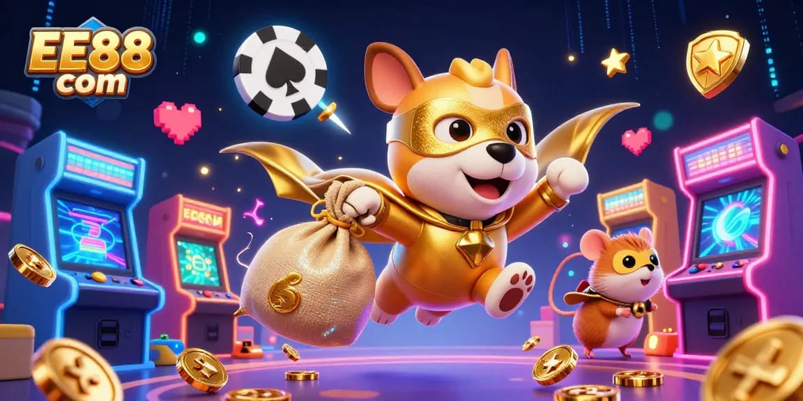 Engage with exciting gameplay at EE88 com through vibrant casino-themed 3D illustration.