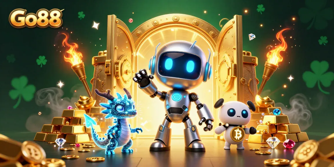Engage with Go88's exciting game adventures featuring vibrant 3D characters amidst dazzling treasures