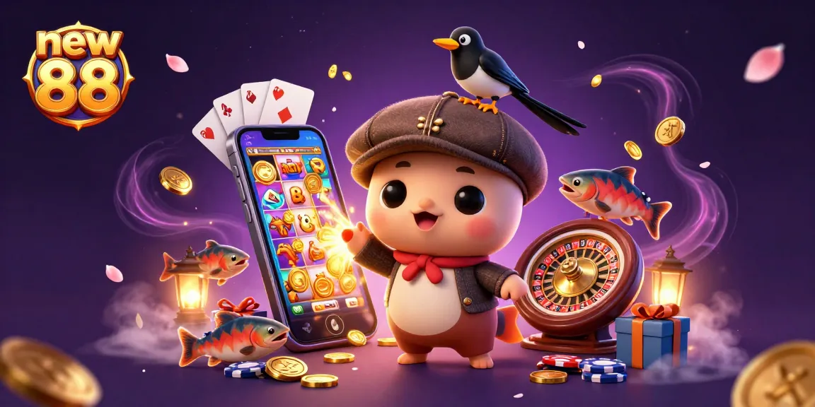 Spin vibrant slot games with new 88 featuring a cheerful Loch Ness monster and gold coins flying around.