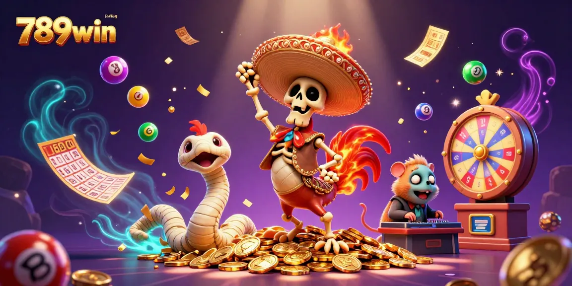 Experience the excitement of winning with 789win link, featuring a lively casino scene with golden coins and lottery elements.