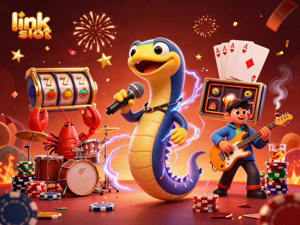 Catch the excitement with link slot at an underwater casino featuring animated characters and vibrant gaming elements.