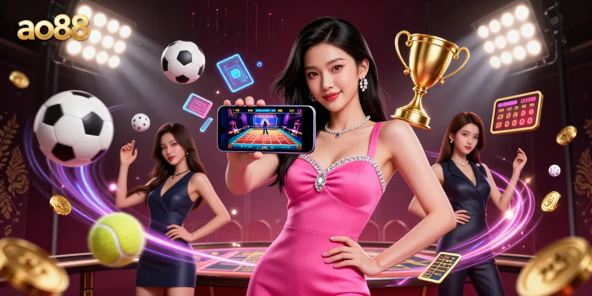 Experience thrilling action with ao88 in vibrant 3D, showcasing a live dealer casino scene.