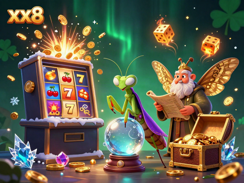 Experience the excitement of xx8 casino gaming with vibrant characters and dynamic slot elements.