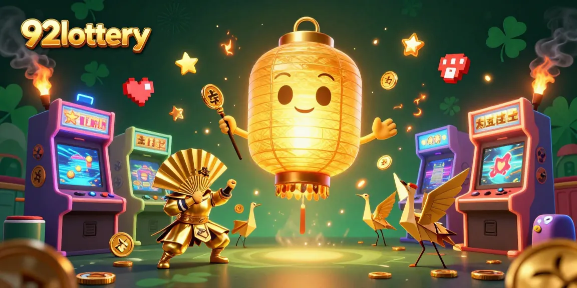 Experience the excitement of 92lottery with a glowing golden lantern spirit in a vibrant casino scene.