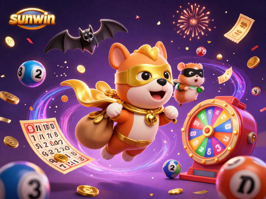 Experience thrilling gameplay with Sunwin featuring a hero dog, hamster sidekick, and dynamic casino elements.