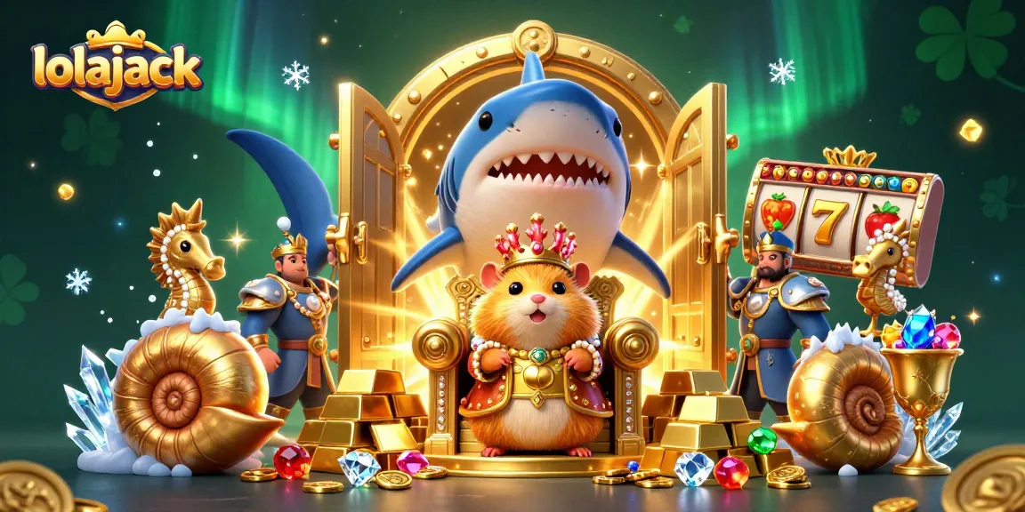 Spin the reels with lolajack’s dazzling casino scene featuring treasures and a fierce hamster king.