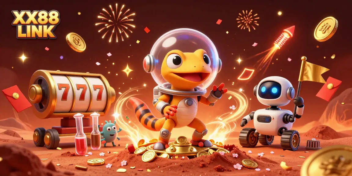 Spin reels at XX88 LINK for thrilling rewards in a vibrant Martian casino scene.