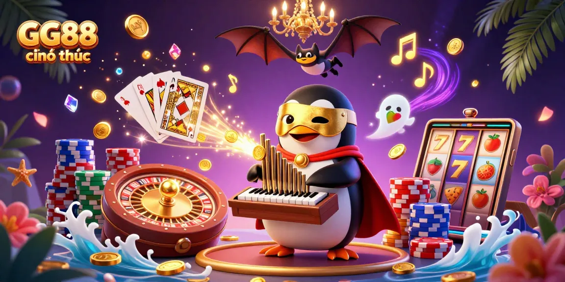 Experience winning moments at GG88 chính thức with a dynamic casino scene featuring vibrant 3D elements.