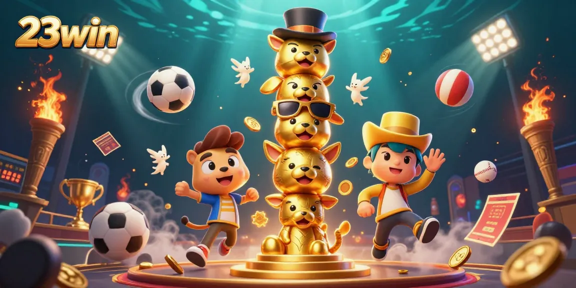 Experience thrilling gameplay with 23win as dynamic sports elements explode in this vibrant casino art.