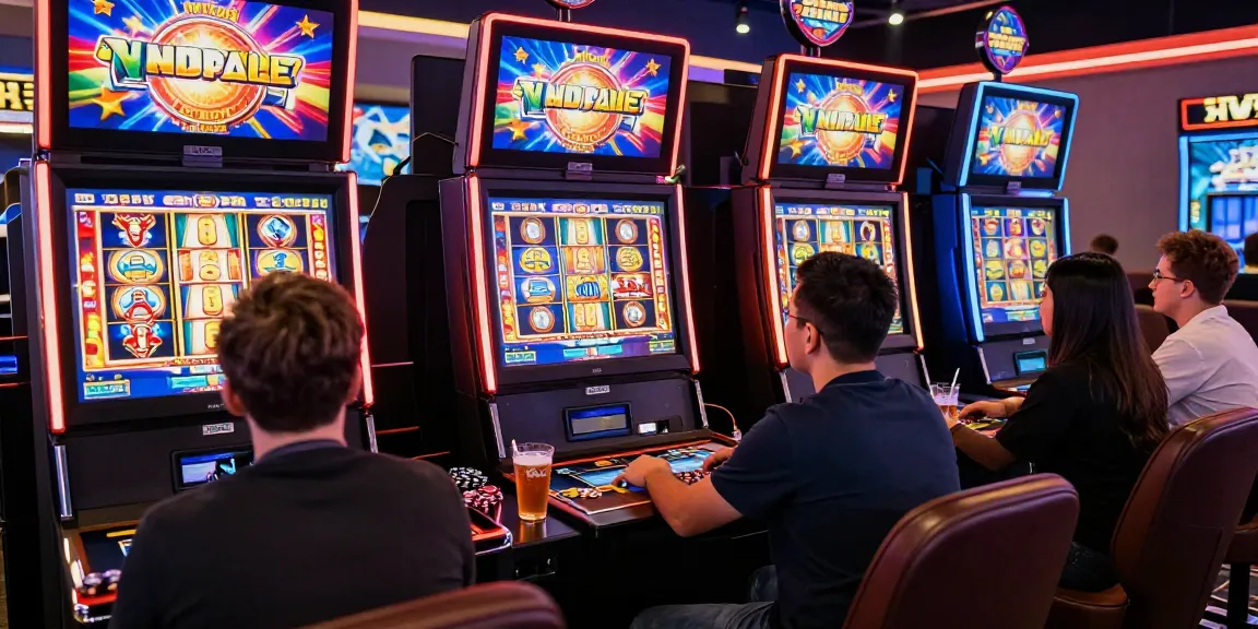 Exciting online gaming scene showcasing HWGSLOT with players engaged at vibrant slot machines.