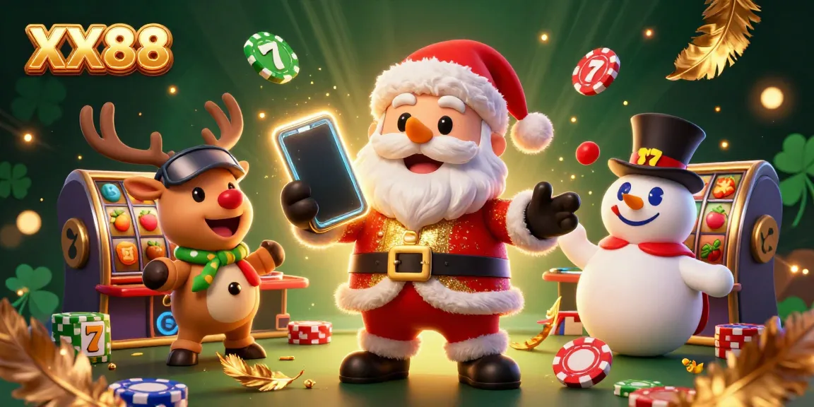 Experience the festive excitement at XX88 casino with Santa and friends celebrating a jackpot!