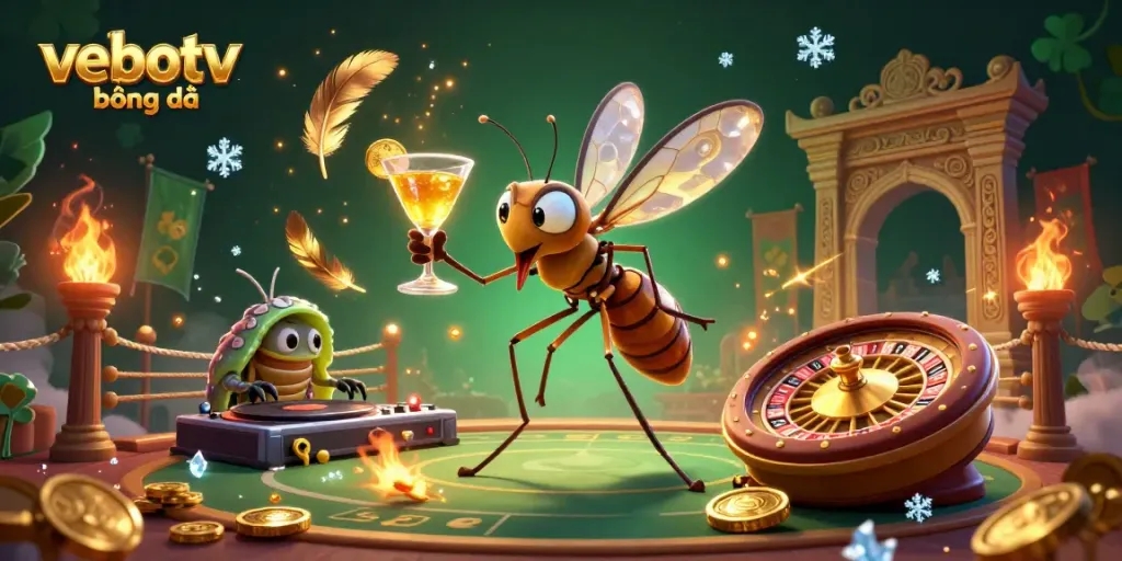 Experience the excitement of vebotv bóng đá with a lively casino scene showcasing unique characters and vibrant elements.