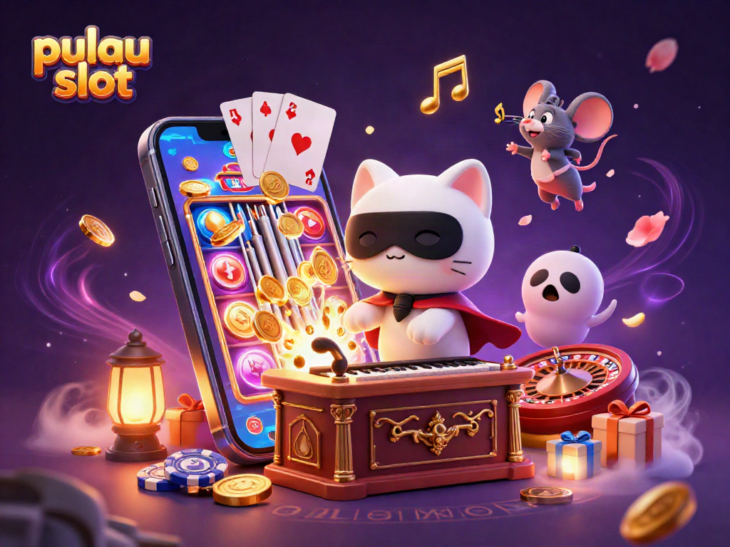 Experience pulau slot action with enchanting characters in a vibrant 3D casino illustration.