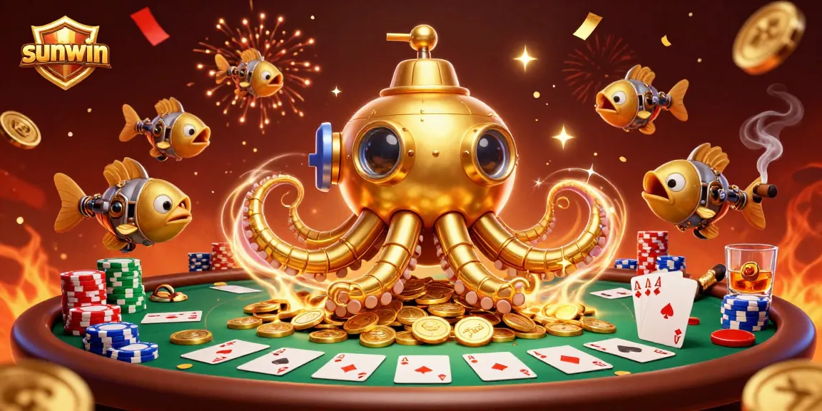 Win big at sunwin with the golden kraken submarine emerging amid casino excitement!