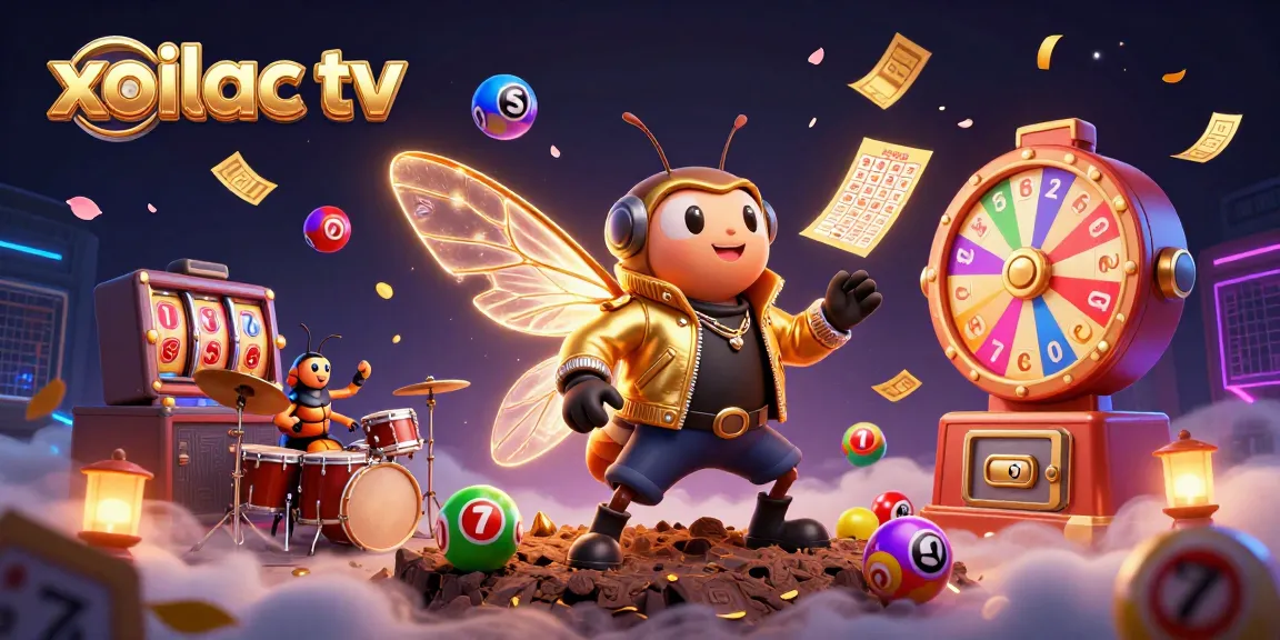 Xoilac TV brings to life a vibrant 3D rock star scene with colorful gambling elements, emphasizing excitement in online betting.
