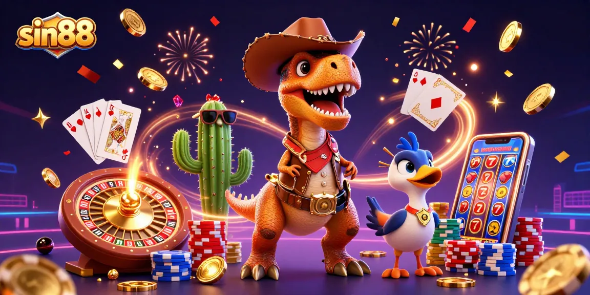 Experience winning thrills with sin88 casino games amidst a dynamic 3D gaming scene.