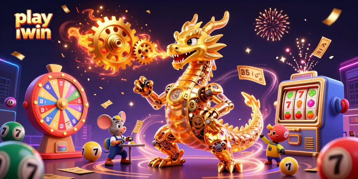 Play iwin in a vibrant, detailed casino scene with a golden dragon and dynamic elements.