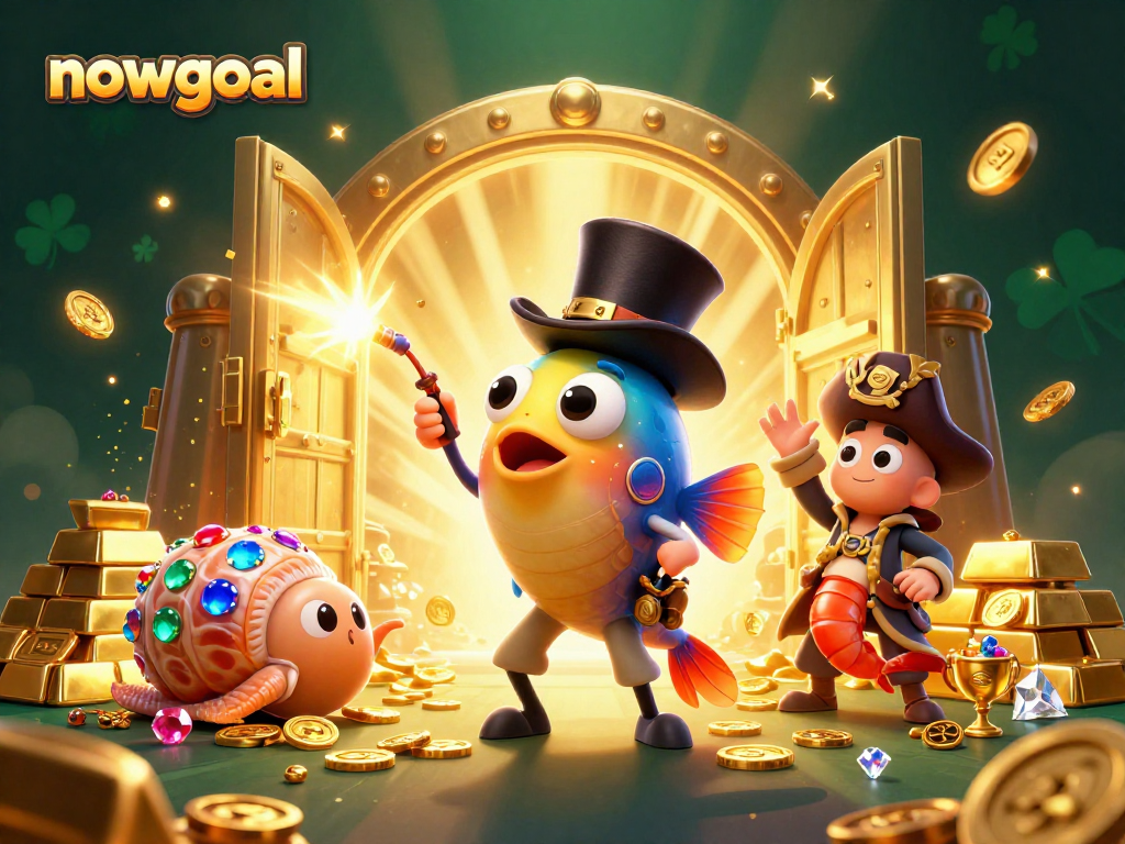 Engage with nowgoal's thrilling deep-sea casino illustration featuring rich treasures and vibrant characters.