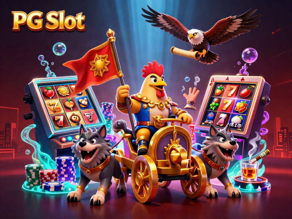 Engage with PG Slot through thrilling gameplay, featuring a rooster warlord and dynamic casino elements.