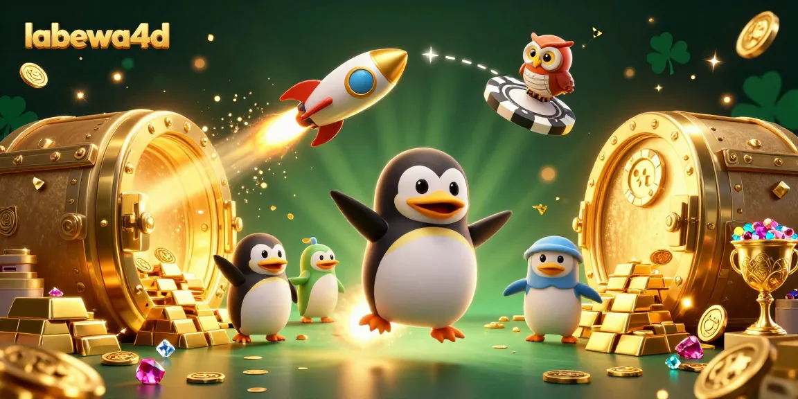 Gambarlah labewa4d dengan penguin emas meluncur di luar angkasa dengan koin, menuju stasiun kasino yang menakjubkan.