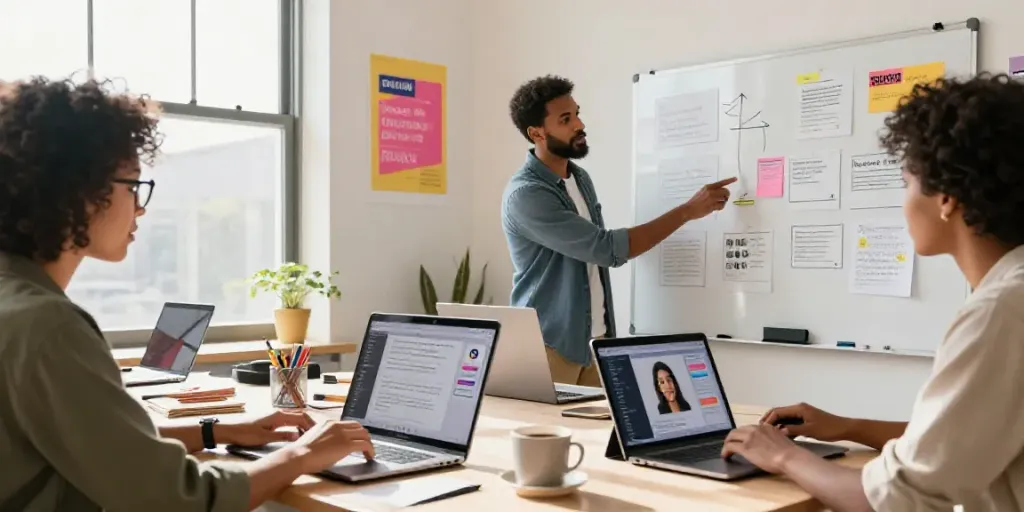 Learn how to write Instagram captions with AI in a collaborative workspace full of creativity and innovation.