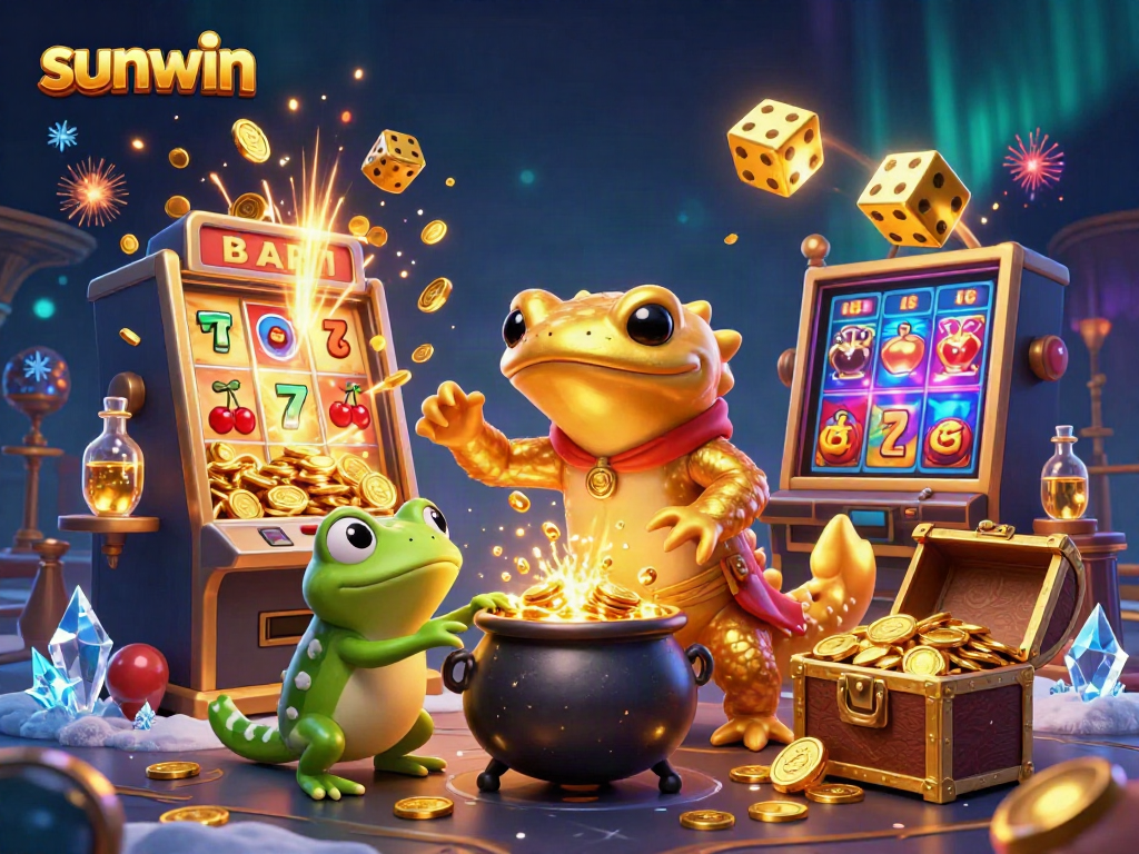 Experience the thrilling charm of sunwin with interactive casino elements and vibrant characters.