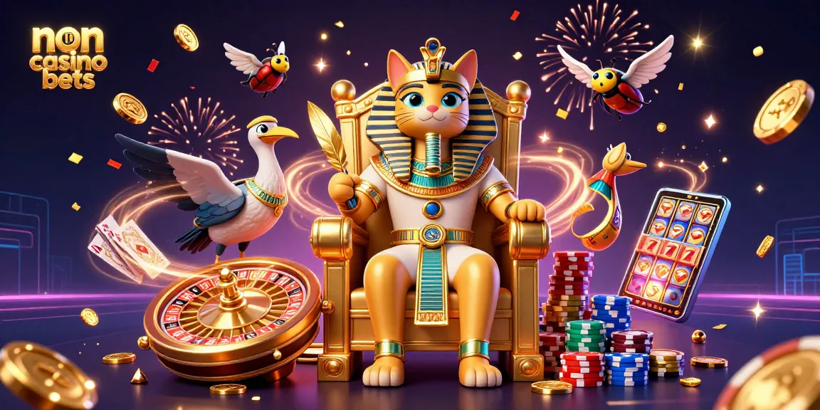 Engage with non UK casino bets featuring a 3D Egyptian pharaoh cat and valuable casino elements.