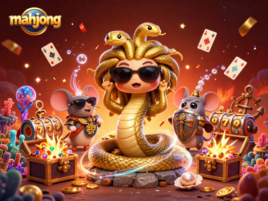 Engage in the fun of mahjong with cute Greek mythology characters in a vibrant casino-themed scene.