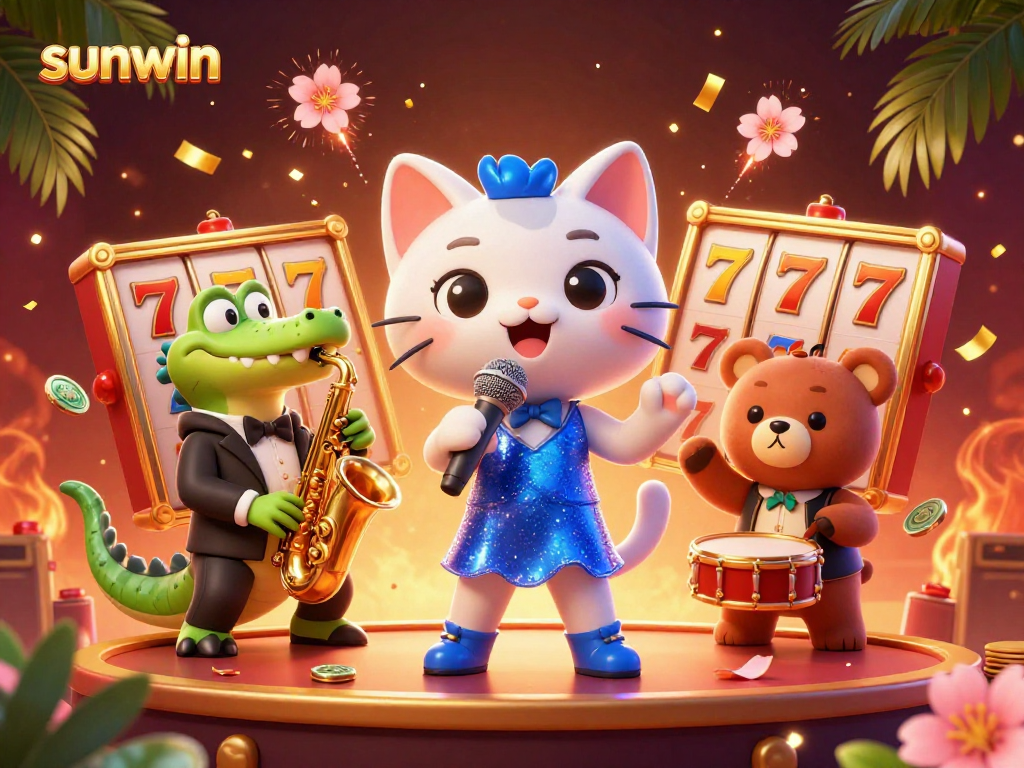 Experience the vibrant celebrations at sunwin's casino, featuring lively characters and rich gaming elements.