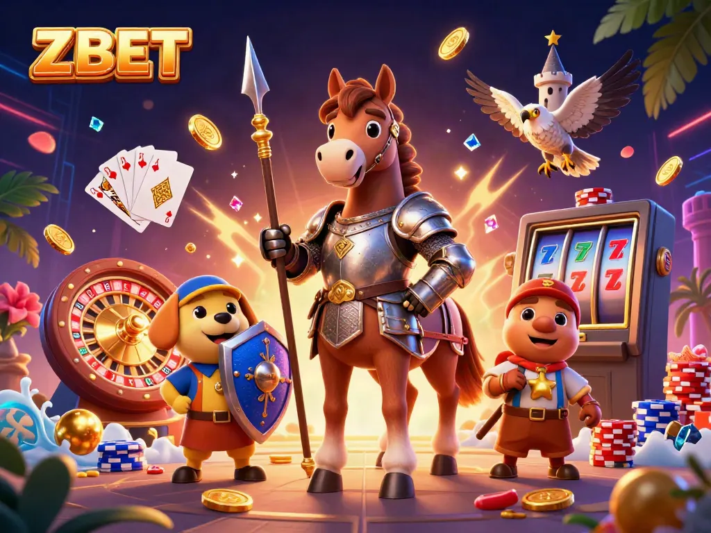 ZBET brings thrilling gaming action with medieval knights, sparkling gems, and dynamic casino elements.