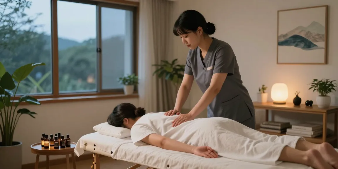 Professional 강서구출장마사지 at home in serene evening setting