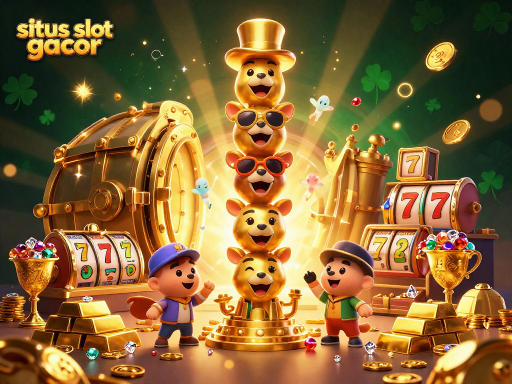 Spin the reels at situs slot gacor with vibrant treasures and energetic elements surrounding the scene.