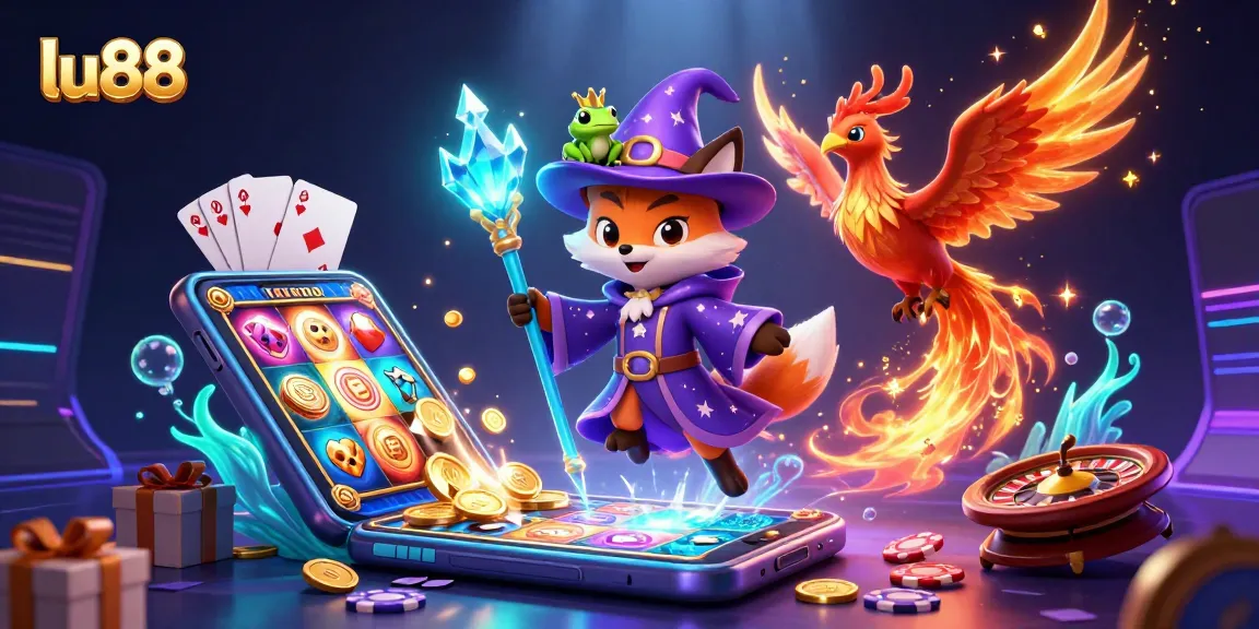Spin to win at lu88 with a vibrant 3D casino scene filled with magical elements.