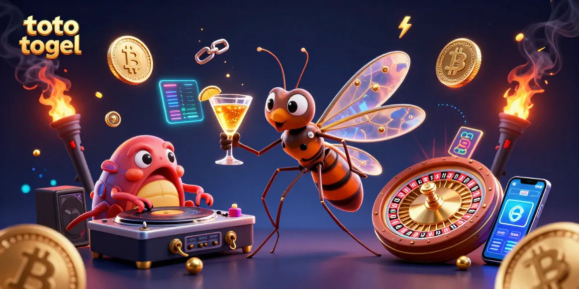 Engage in the thrilling world of toto togel with colorful casino mascots and digital elements.