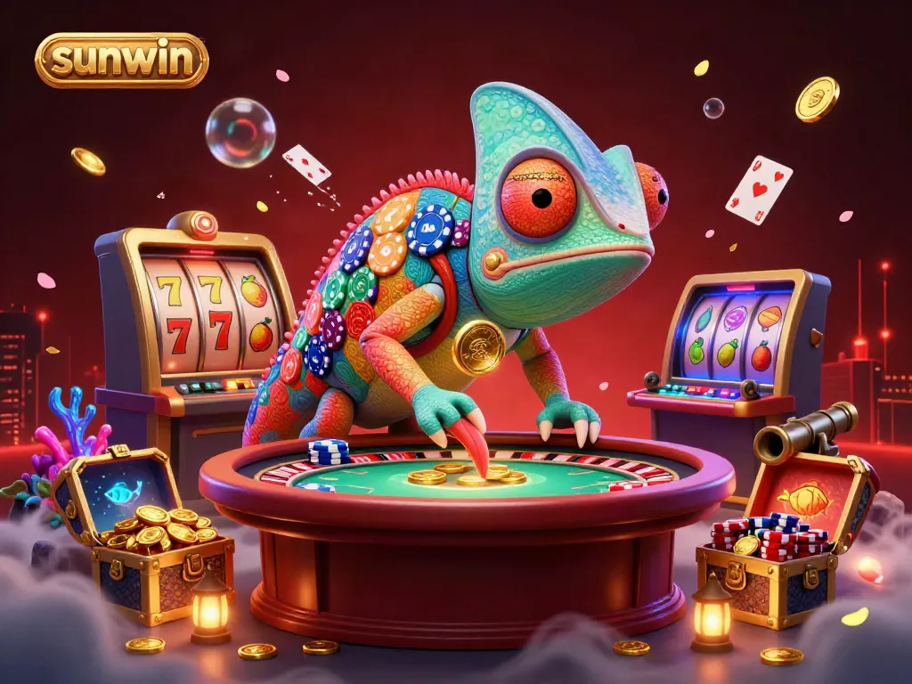 Experience thrilling gameplay with sunwin in a vibrant casino scene filled with colorful elements.