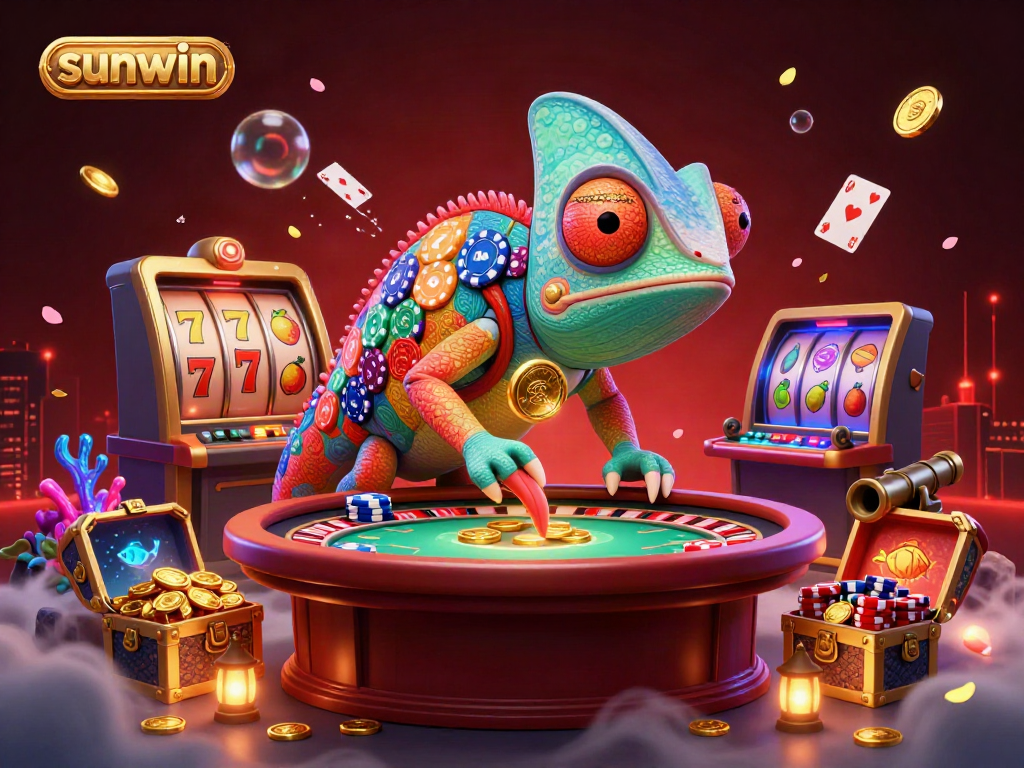 Experience thrilling gameplay with sunwin in a vibrant casino scene filled with colorful elements.