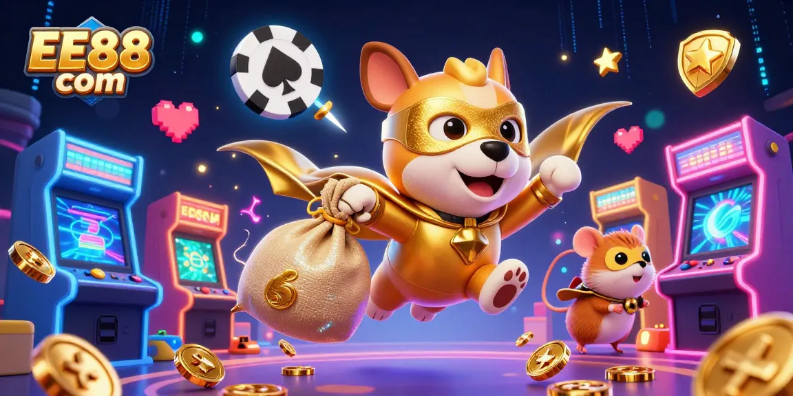 Engage with exciting gameplay at EE88 com through vibrant casino-themed 3D illustration.