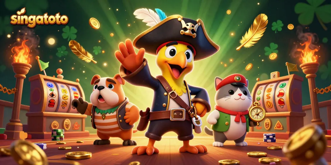 Experience the thrill of singatoto with vibrant 3D characters amidst a lively casino scene.
