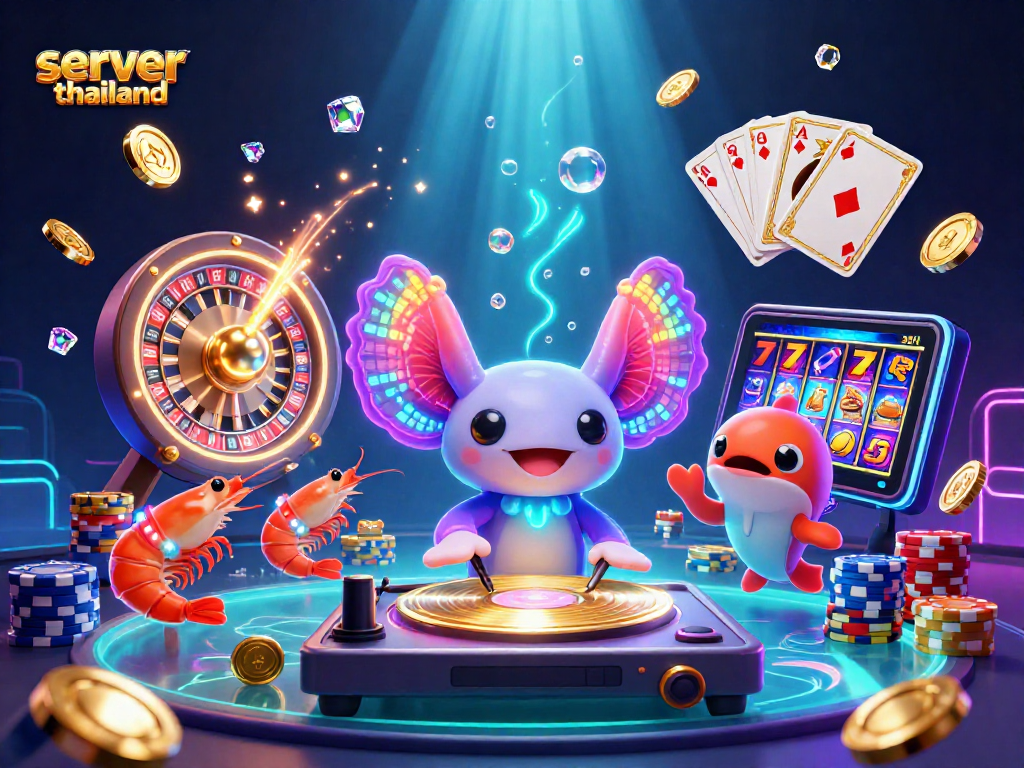 Experience the vibrant excitement of server thailand with a colorful underwater casino scene featuring animated characters.