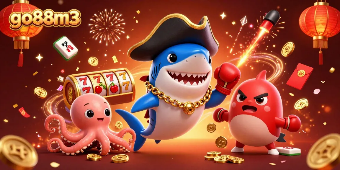 Experience the thrill at go88m3 with our lively 3D casino illustration featuring iconic gambling elements.