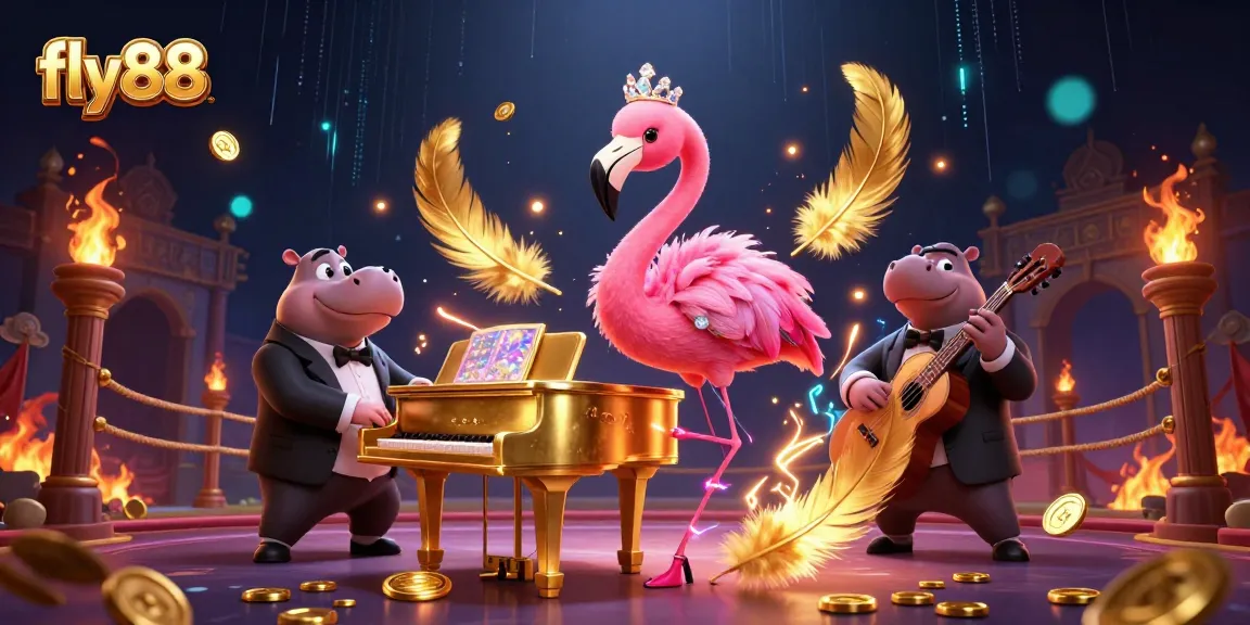 Experience vibrant entertainment with fly88 as the flamingo singer and hippo bassist light up the casino scene.