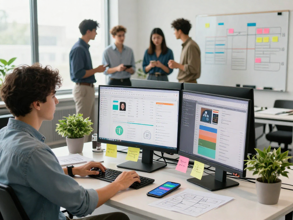Digital marketing strategy session showcasing Motchill innovations in a modern office.