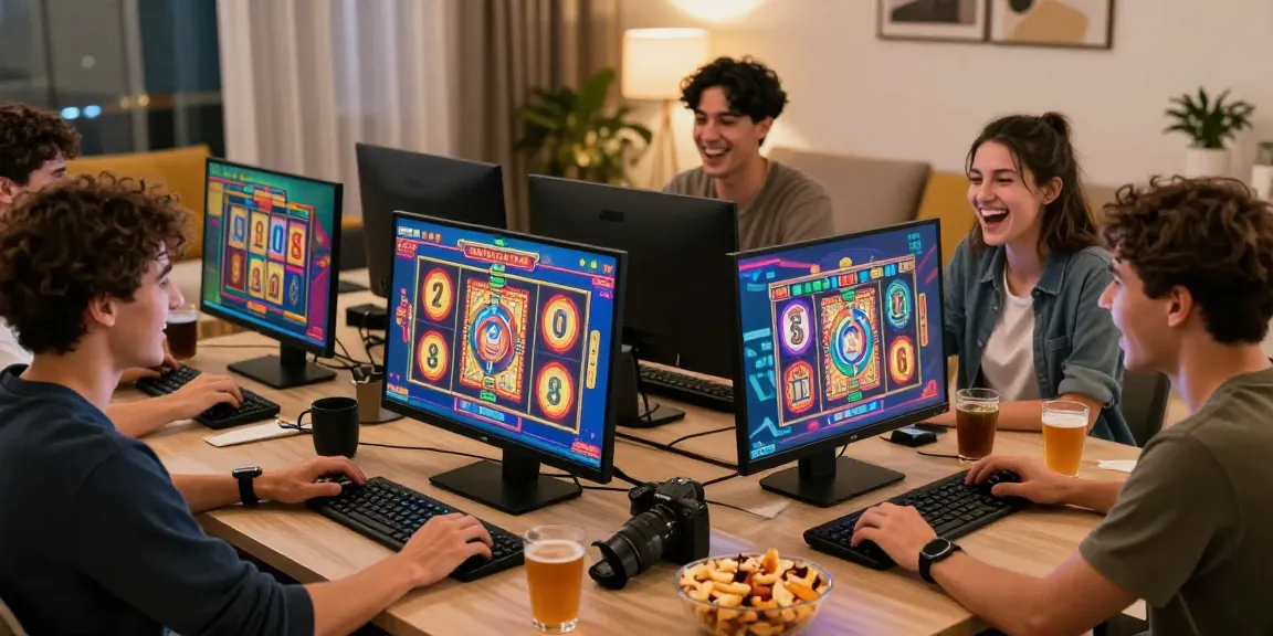 Friends enjoying exciting slot online games together in a cozy setting.
